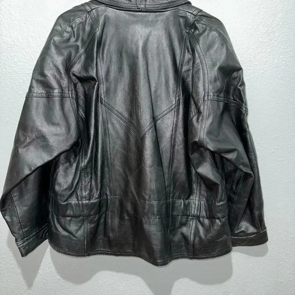 Women's Vintage Sanzzini Genuine Leather Jacket XL Black Made in India Biker - Picture 10 of 16